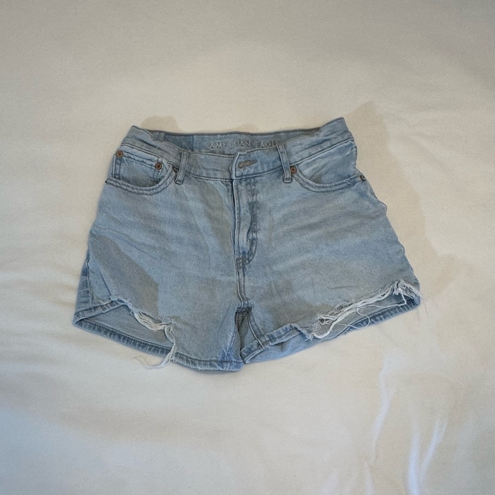 American Eagle Outfitters Blue Jean Shorts Distressed High-Waisted